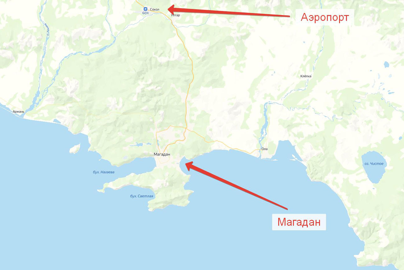 Магадан на карте