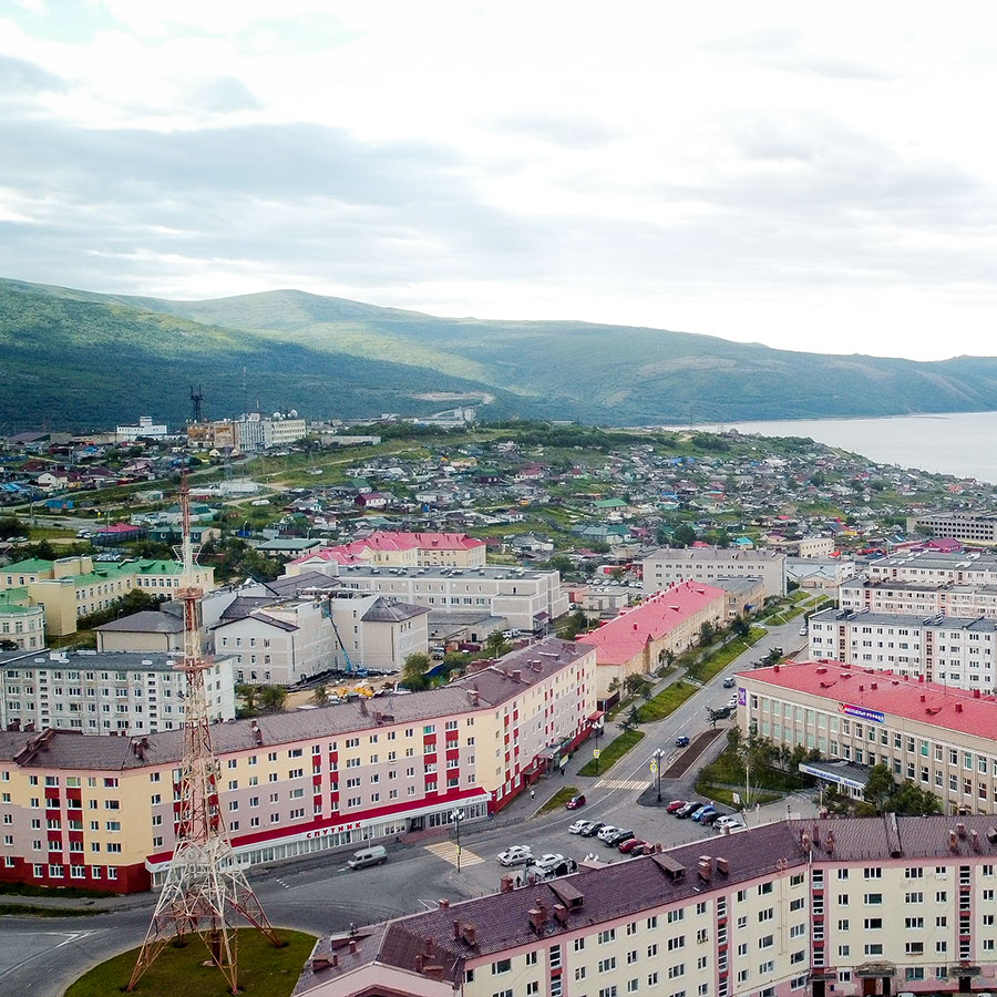 Магадан, телевышка: вид на море